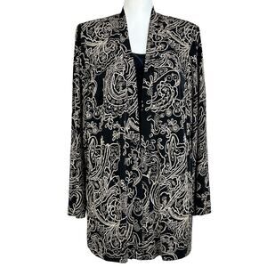 Dressbarn Event Jacket Women 16W Shimmer Gold Glitter Black Velour Mock Tank Top